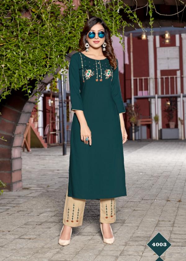 4 Colours Lime Light-Rayon-Kurti-With-Bottom